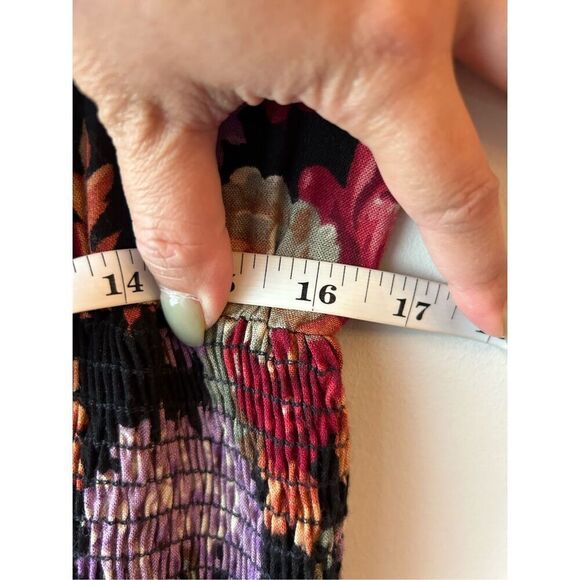 Vintage 80's Dennis Goldsmith Floral Smocked Waist Midi Dress sz 14 Grandmacore, - Picture 10 of 11